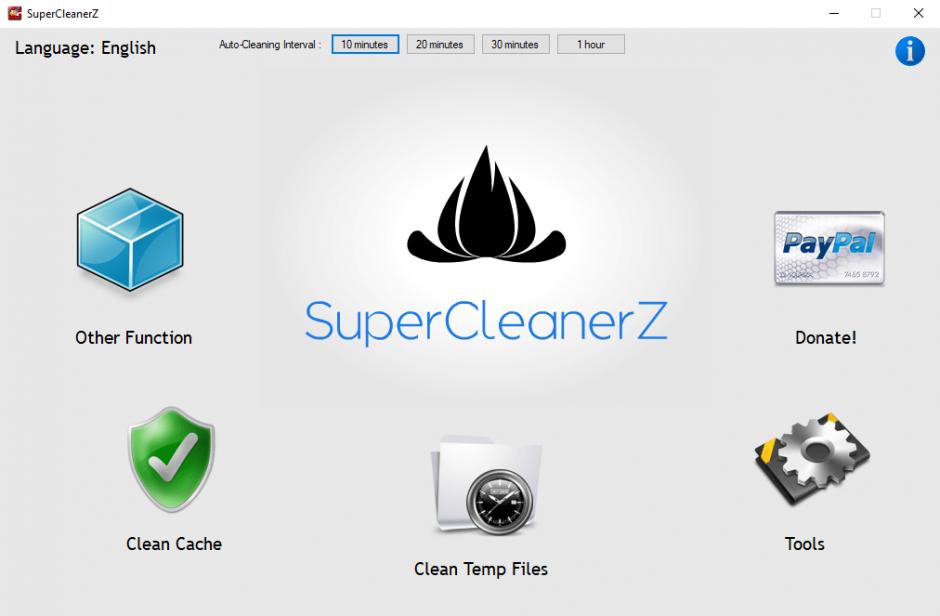 SuperCleanerZ main screen