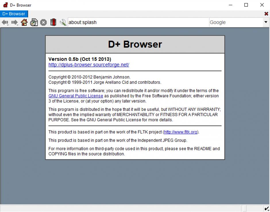 D+ Browser main screen