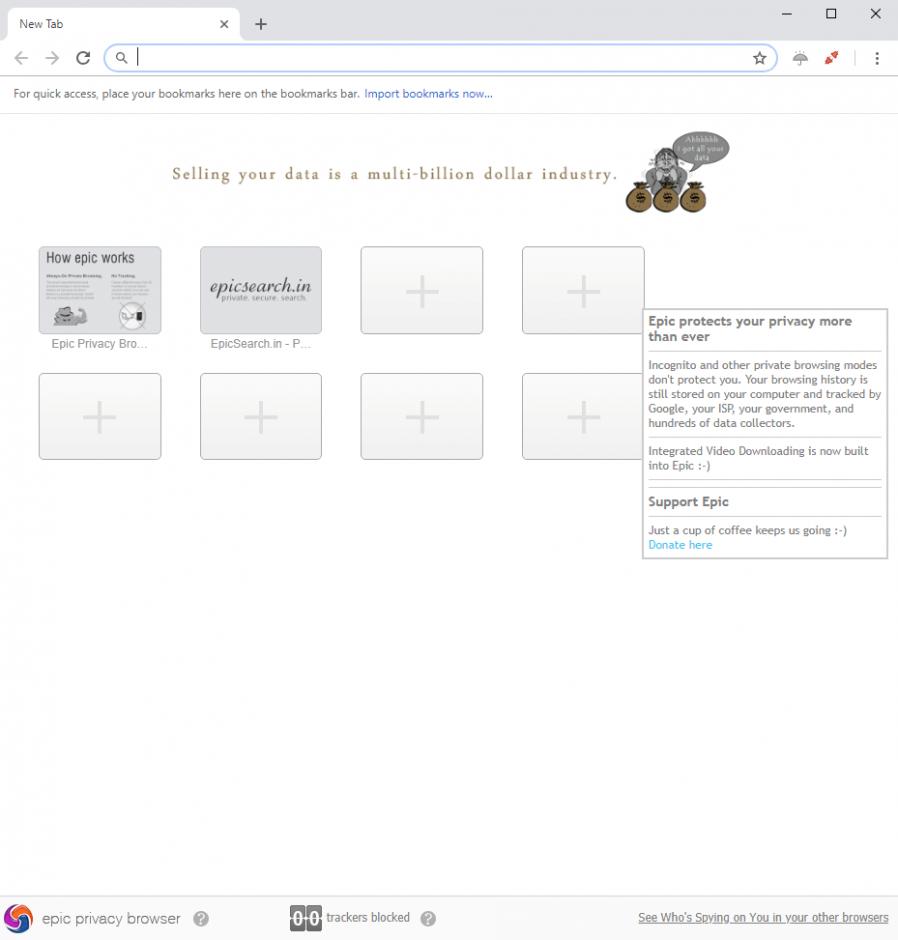 Epic Privacy Browser main screen