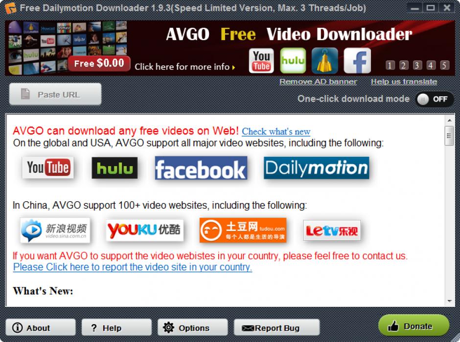 Free Dailymotion Downloader main screen