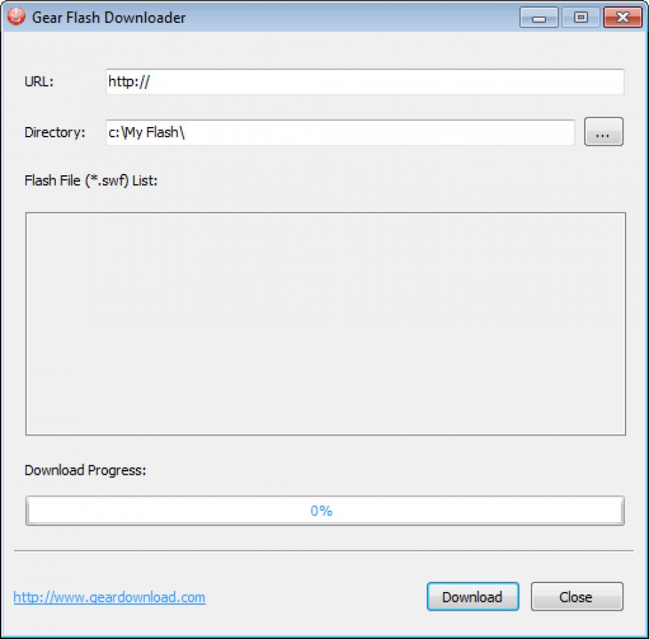 Gear Flash Downloader main screen