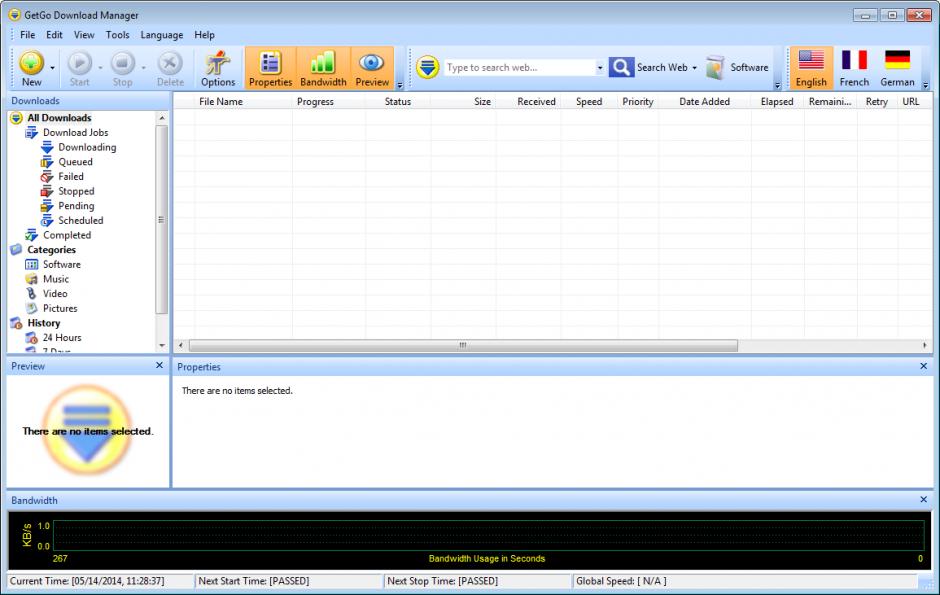GetGo Download Manager main screen
