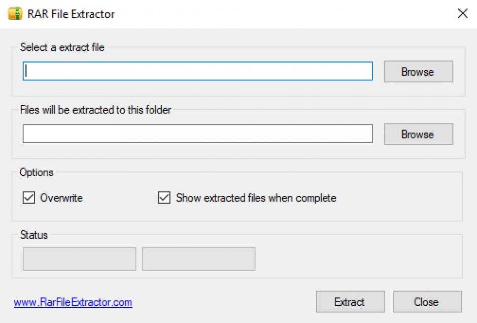 RAR File Extractor main screen