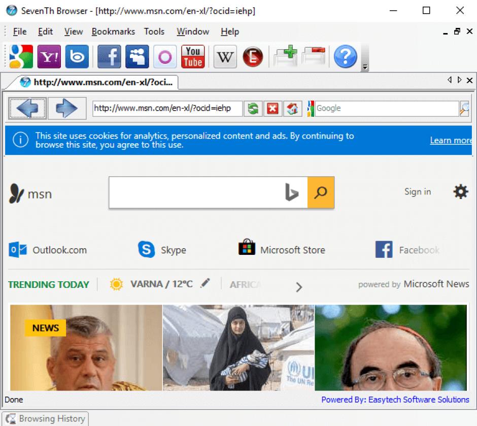 SevenTh Browser main screen