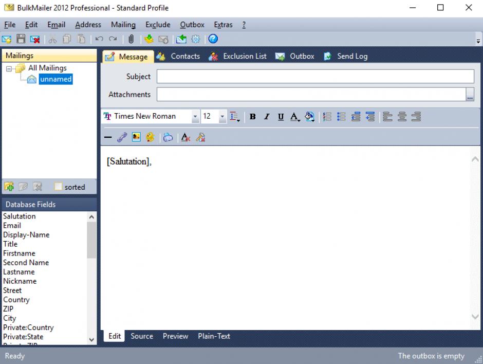 BulkMailer 2012 Professional main screen