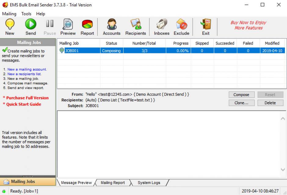 screenshot of program