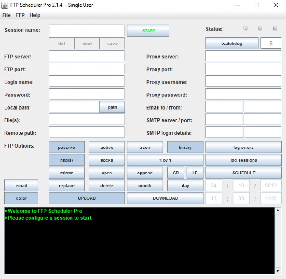 FTP Scheduler Pro main screen