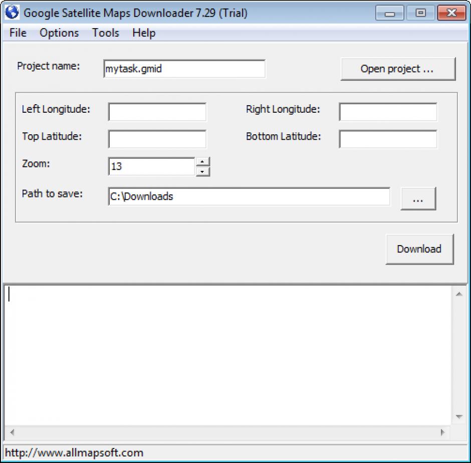Google Satellite Maps Downloader main screen