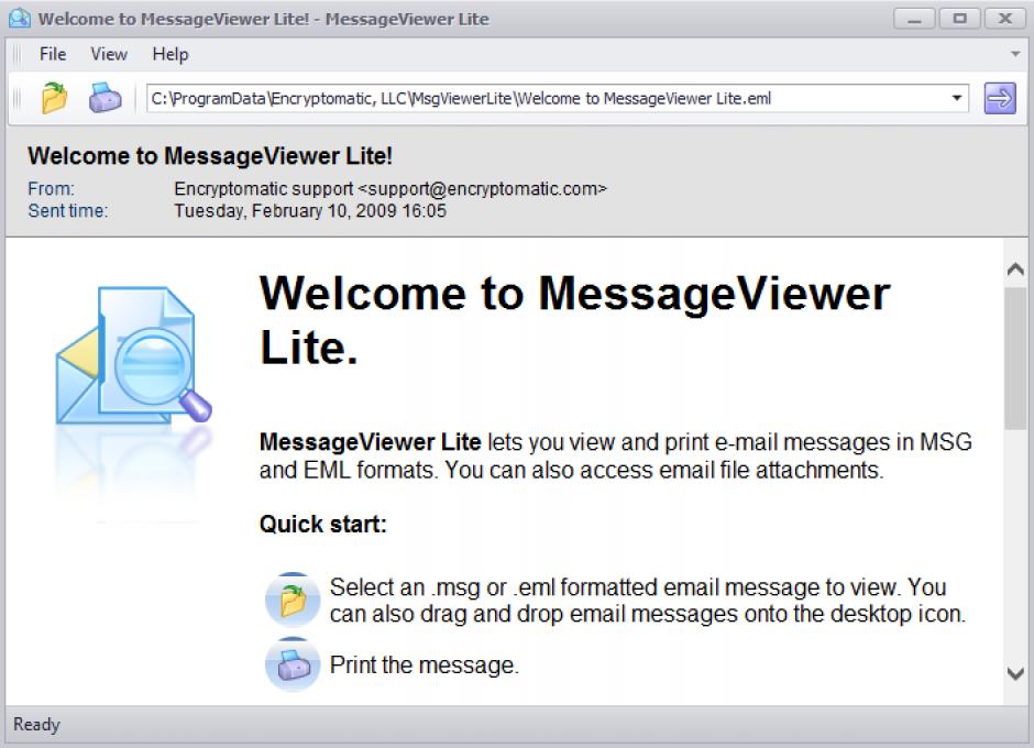 MessageViewer Lite main screen