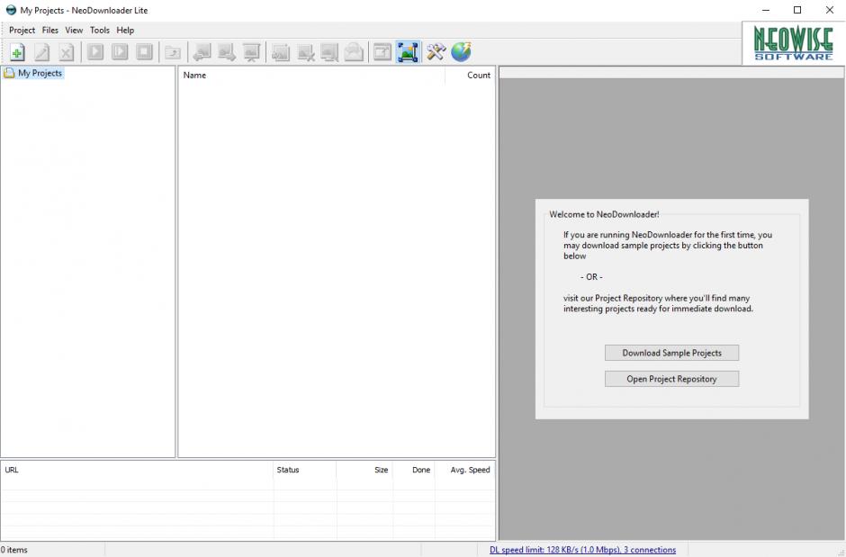 NeoDownloader Lite main screen
