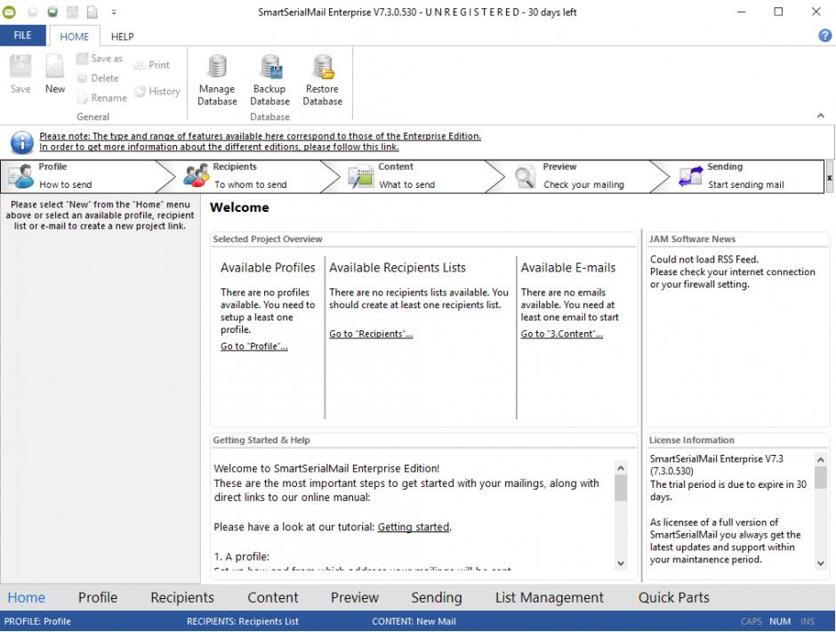 SmartSerialMail Enterprise main screen