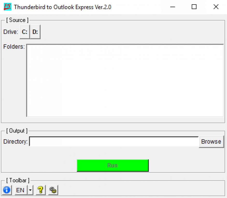 Thunderbird to Outlook Express main screen