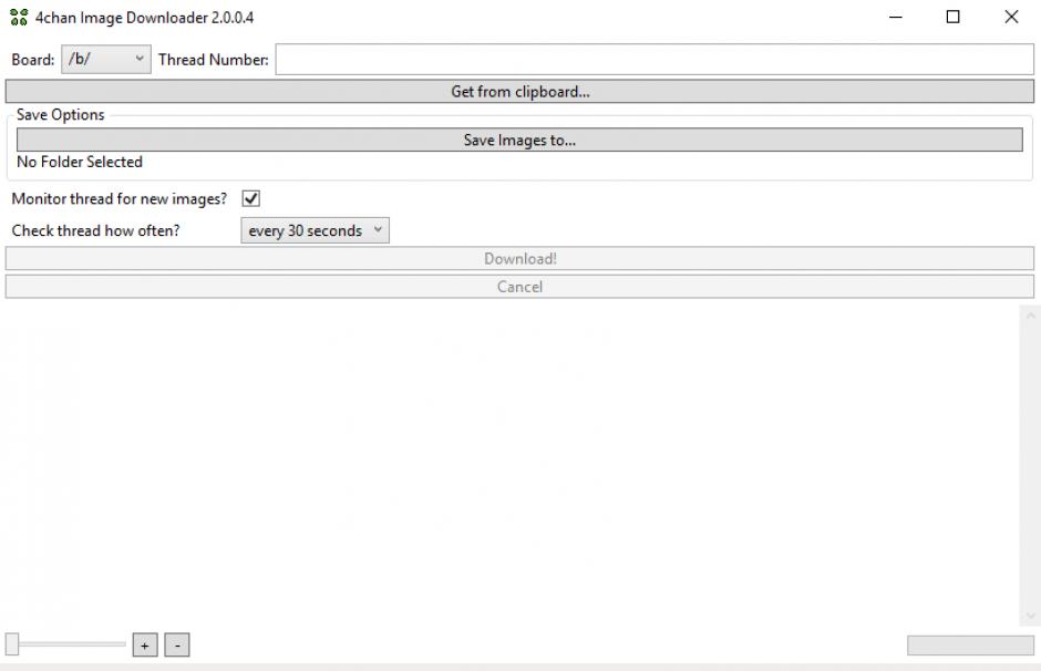 4chan Image Downloader main screen