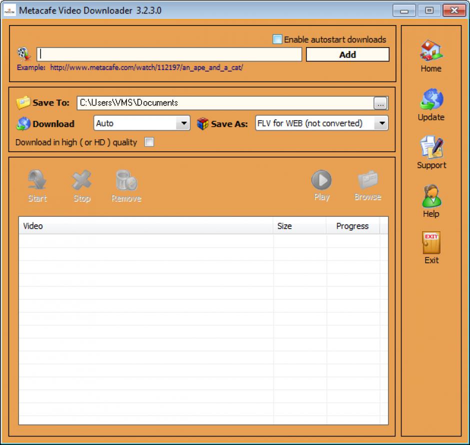 Metacafe Video Downloader main screen
