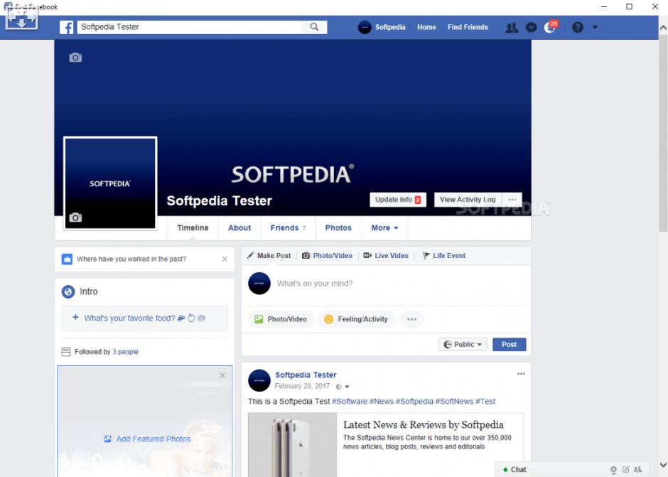 Fast Facebook main screen