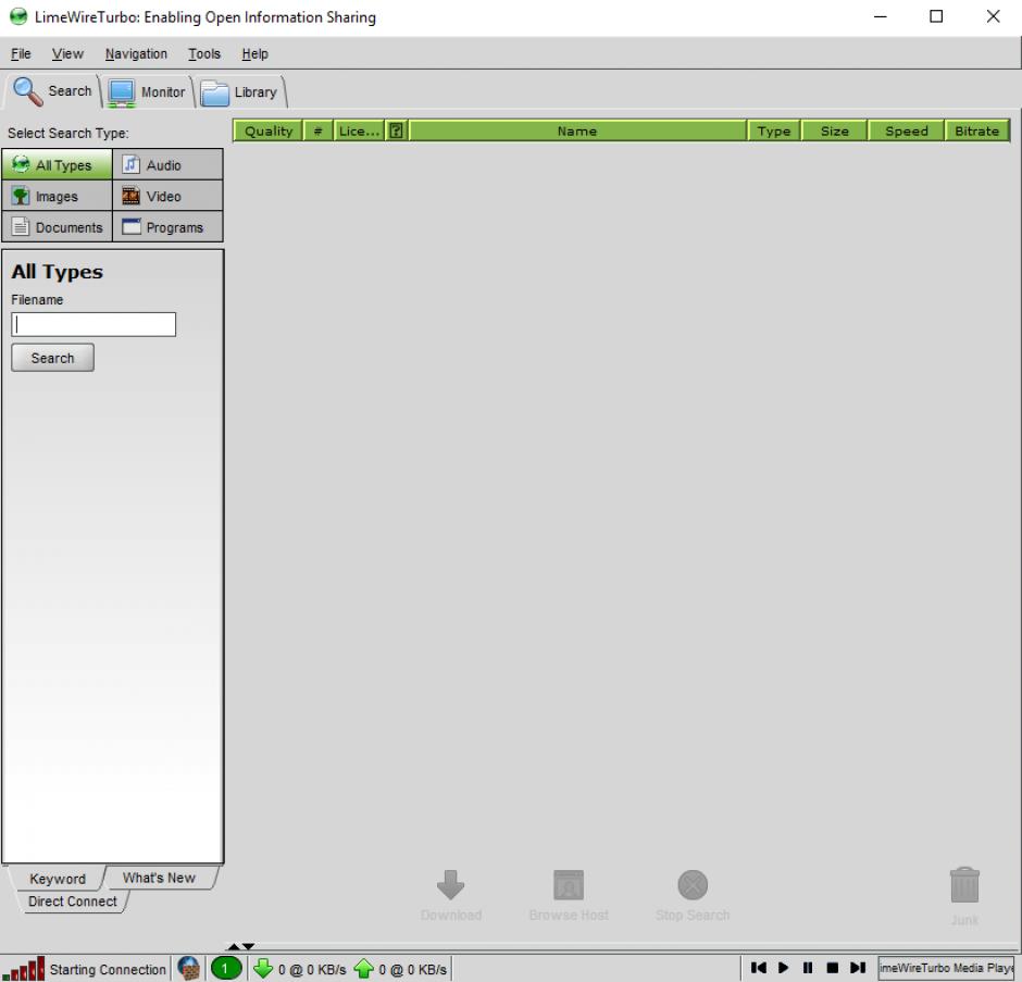 LimeWire Turbo main screen