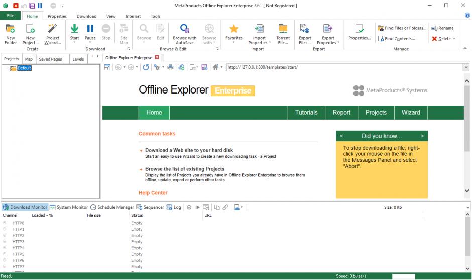 Offline Explorer Enterprise main screen