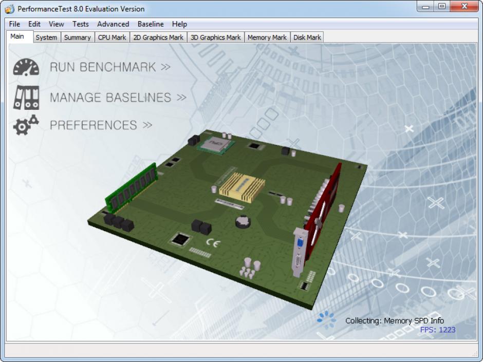 PerformanceTest main screen