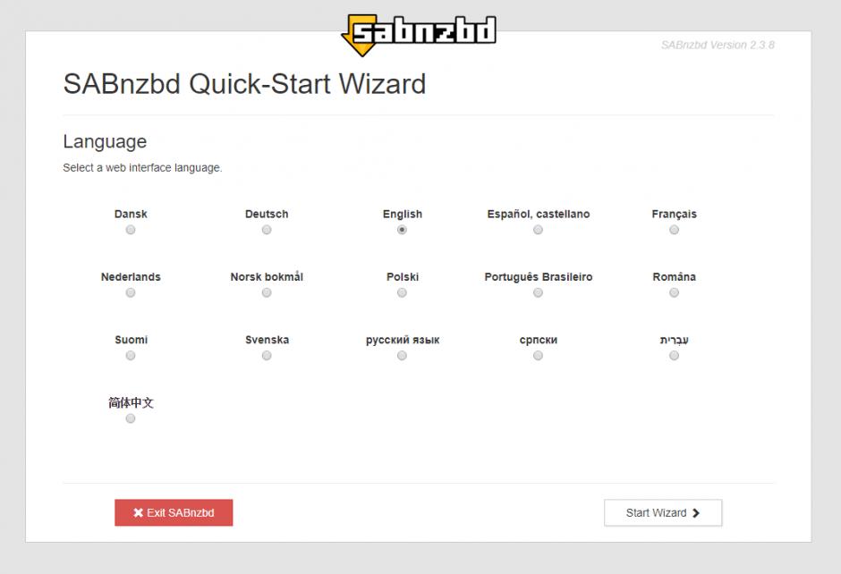 SABnzbd main screen