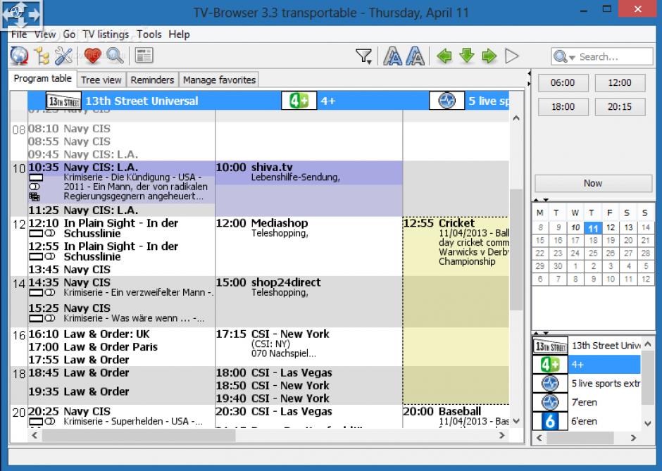 screenshot of program