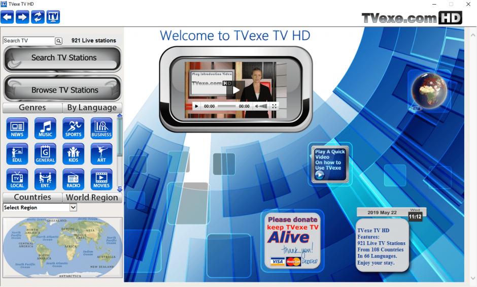 TVexe TV HD main screen