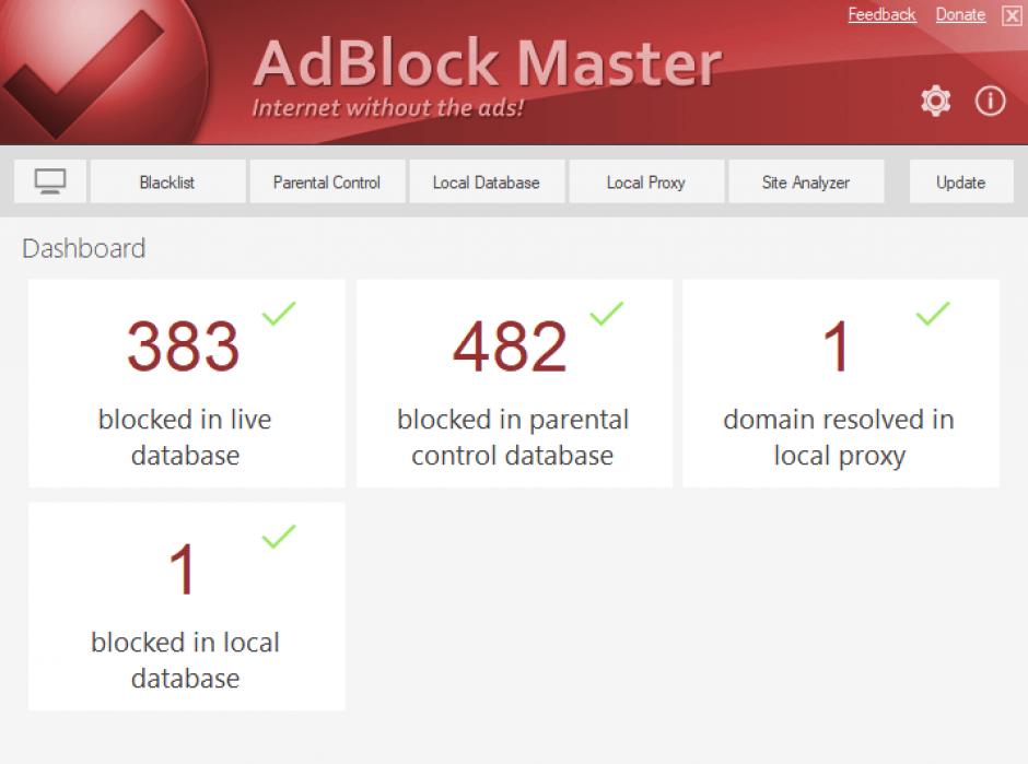 AdBlock Master main screen