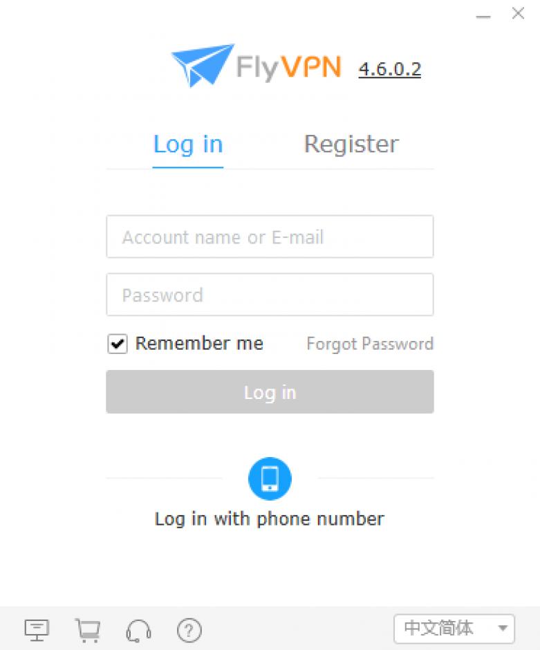 FlyVPN main screen
