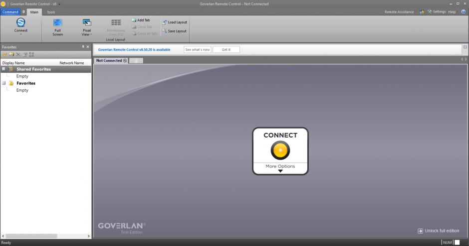 Goverlan Remote Control main screen