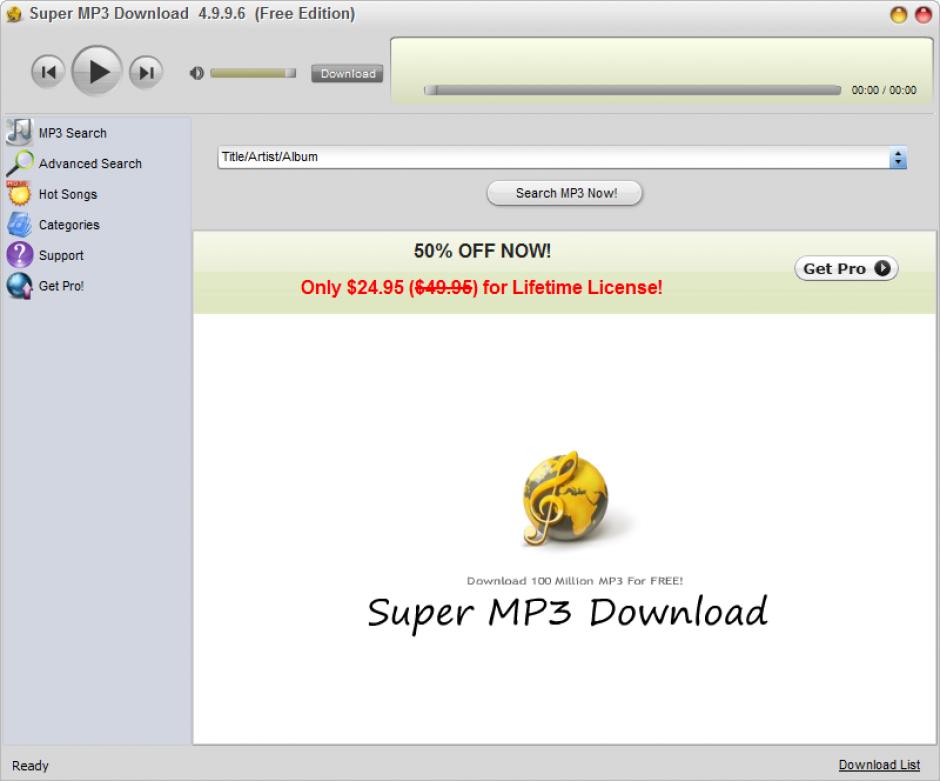Super Mp3 Download main screen