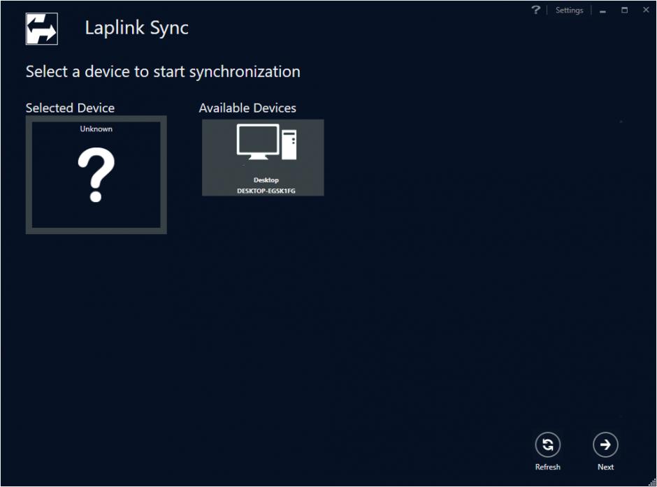 Laplink Sync main screen