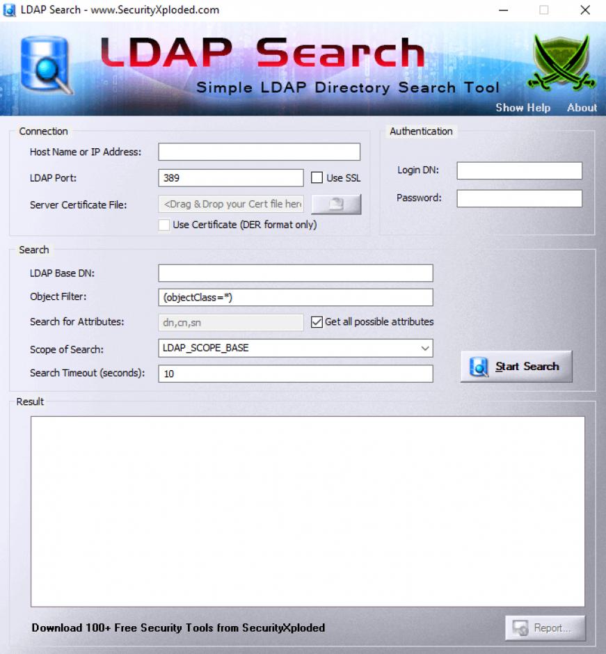 LDAP Search main screen