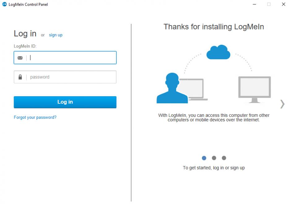 LogMeIn main screen