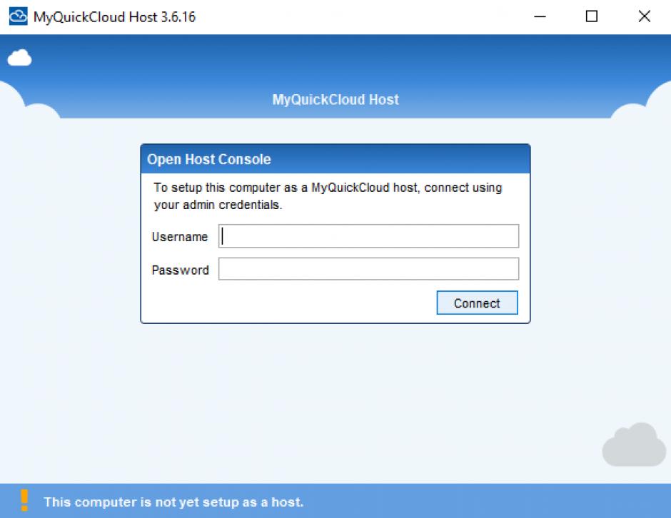 MyQuickCloud Host main screen