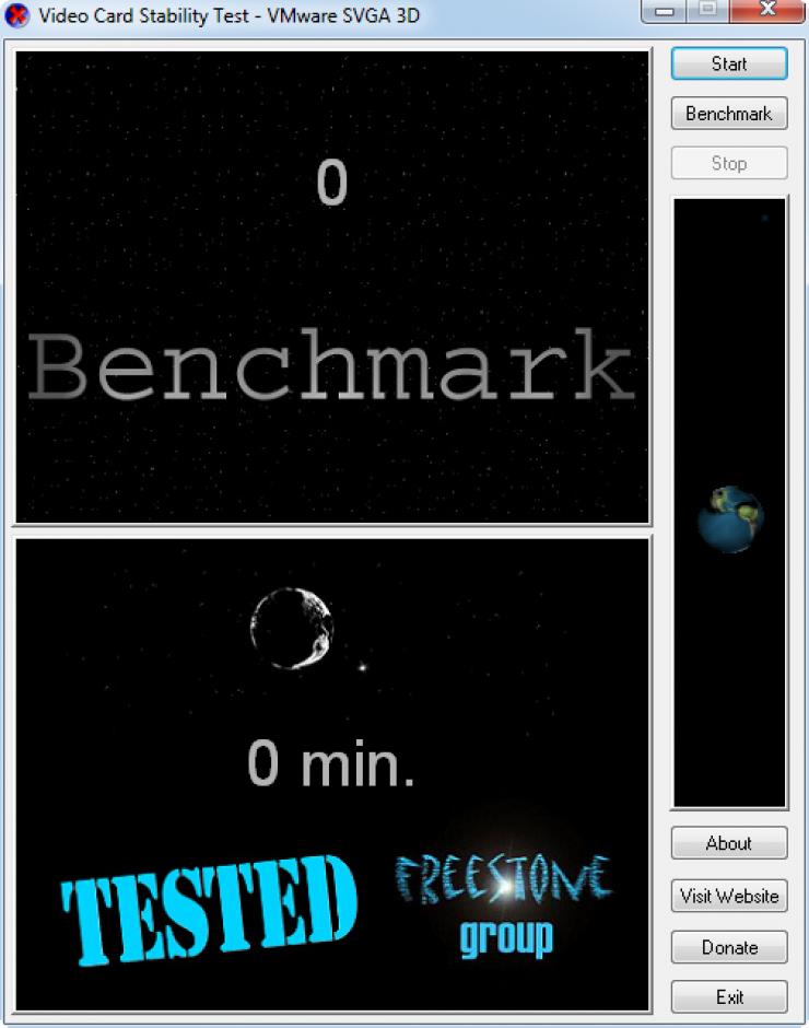 Video Card Stability Test main screen