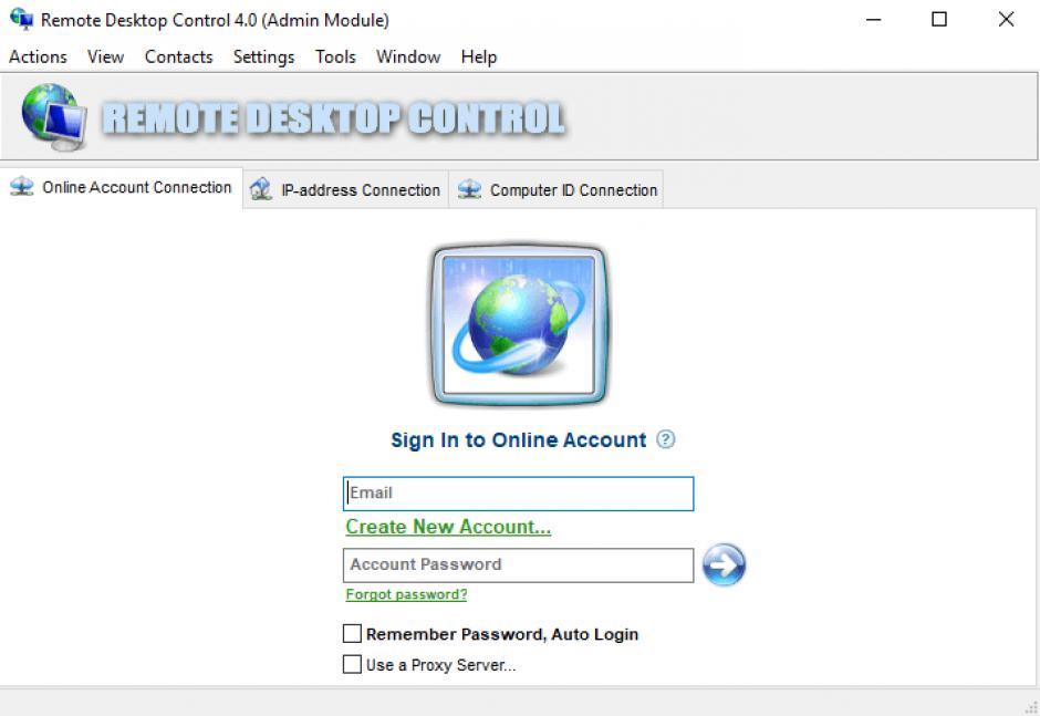 Remote Desktop Control main screen