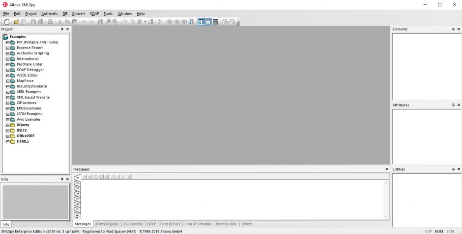 Altova XMLSpy 2019 Enterprise main screen
