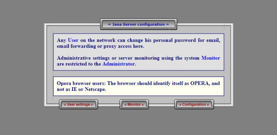 Jana Server main screen