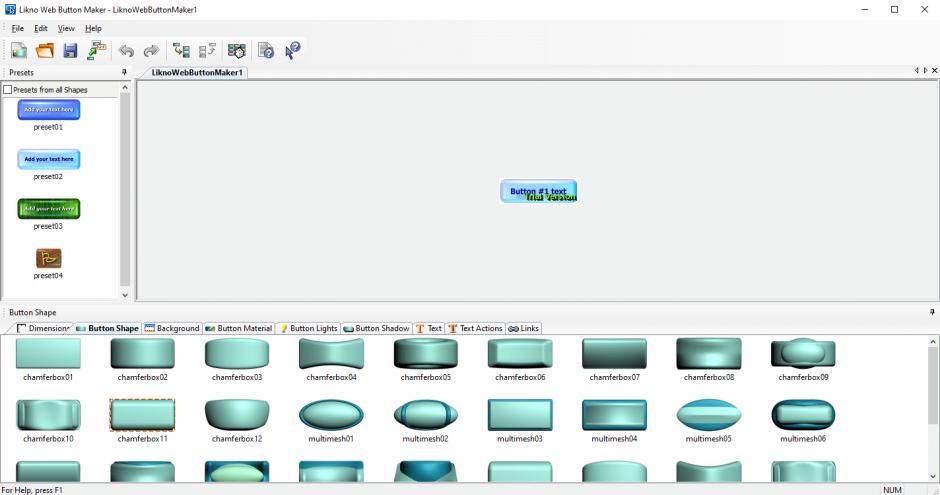 Likno Web Button Maker main screen