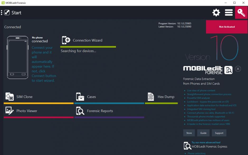 MOBILedit Forensic main screen