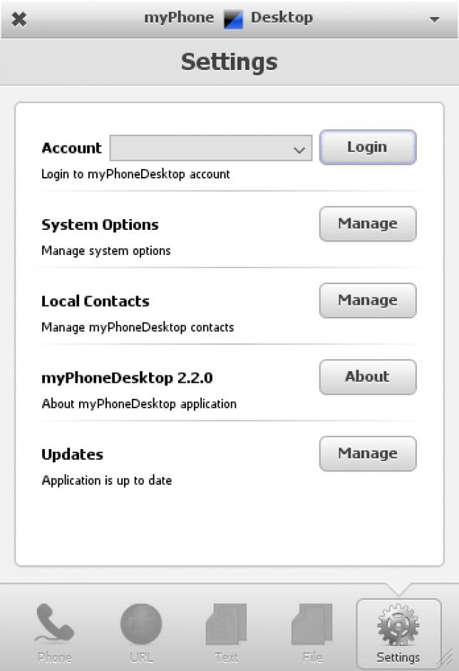 myPhoneDesktop main screen
