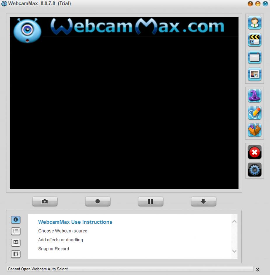 WebcamMax main screen