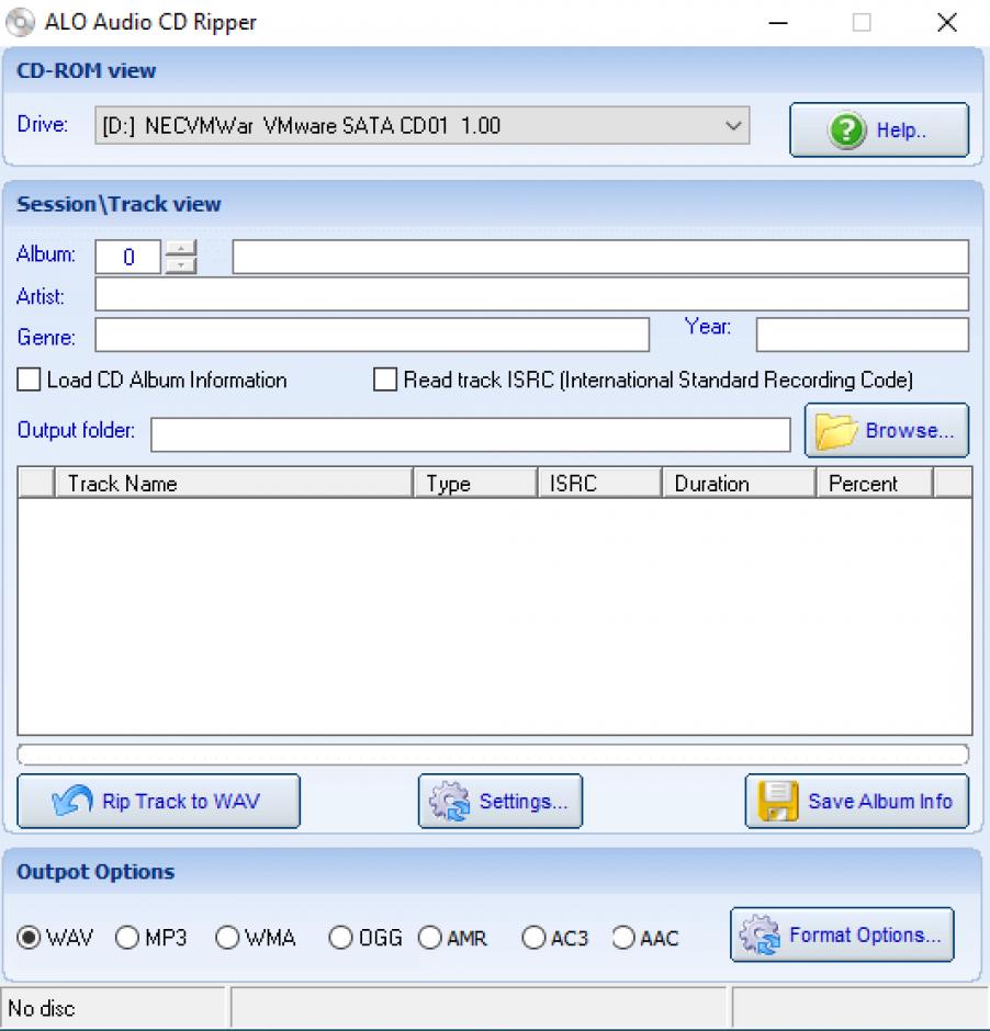 ALO Audio CD Ripper main screen