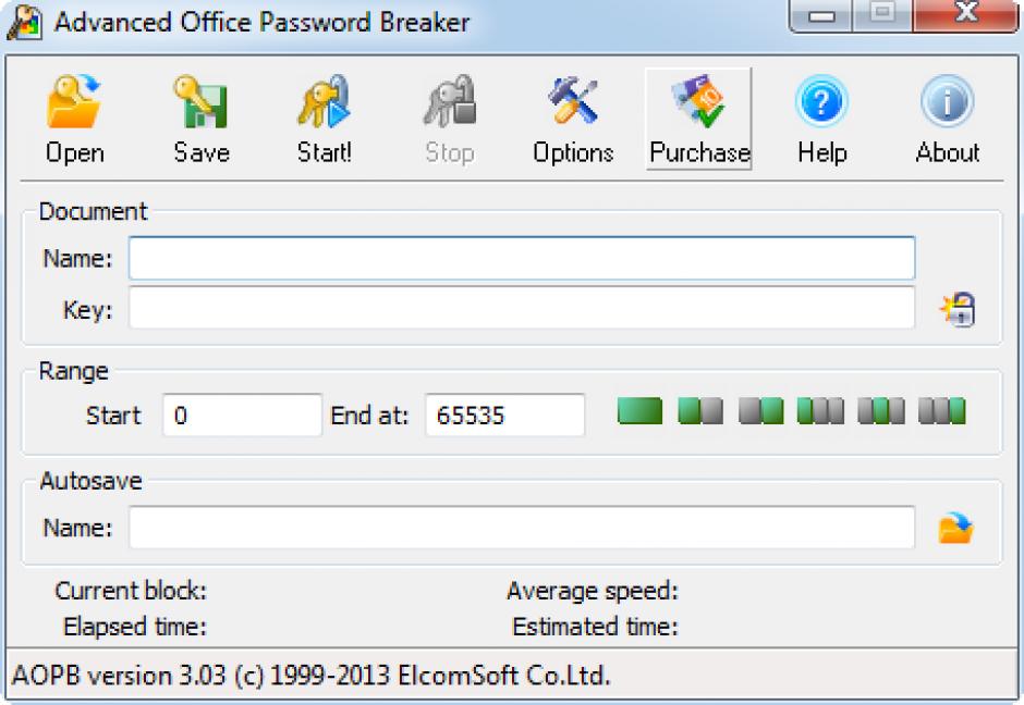 Advanced Office Password Breaker main screen