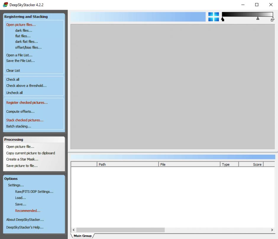 DeepSkyStacker main screen