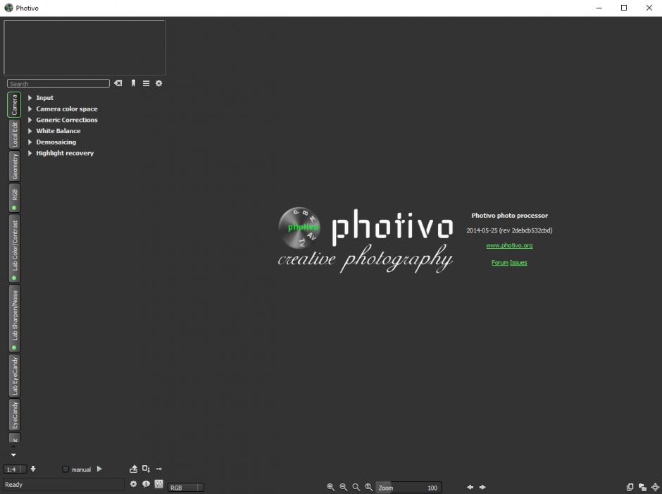 Photivo main screen
