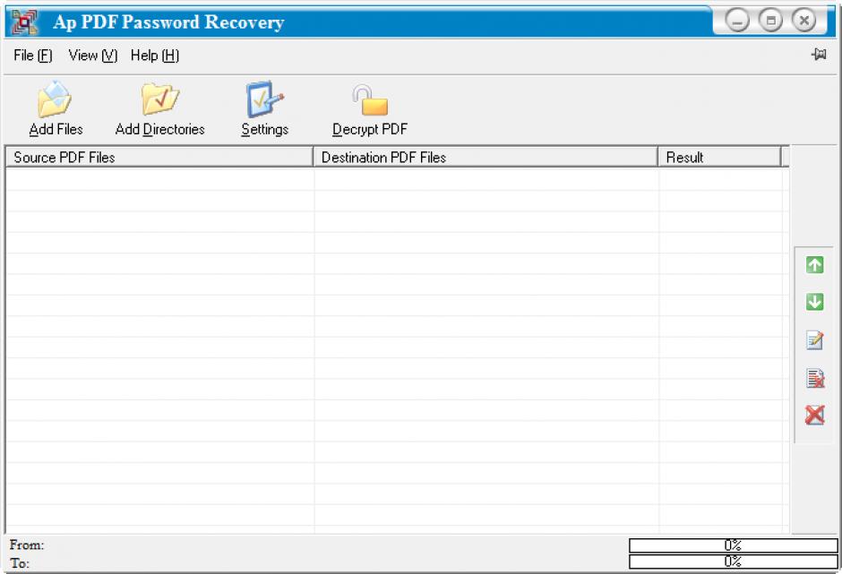 AP PDF Password Recovery main screen