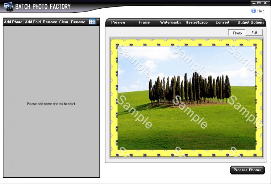 Batch Photo Factory main screen