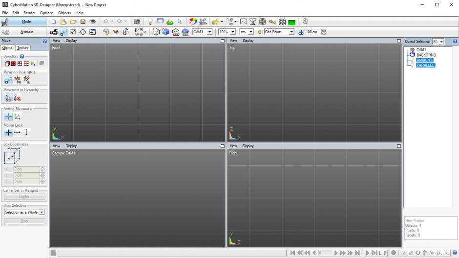 CyberMotion 3D-Designer main screen