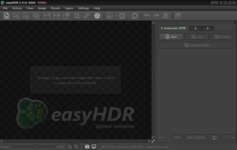 easyHDR main screen