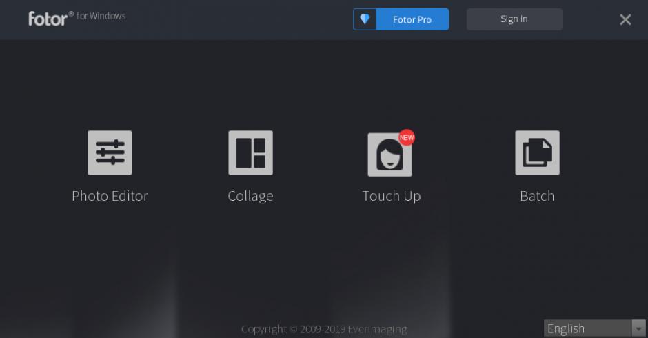 Fotor main screen